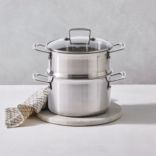 3-ply Stainless Steel Casserole with Steamer Set image number 1